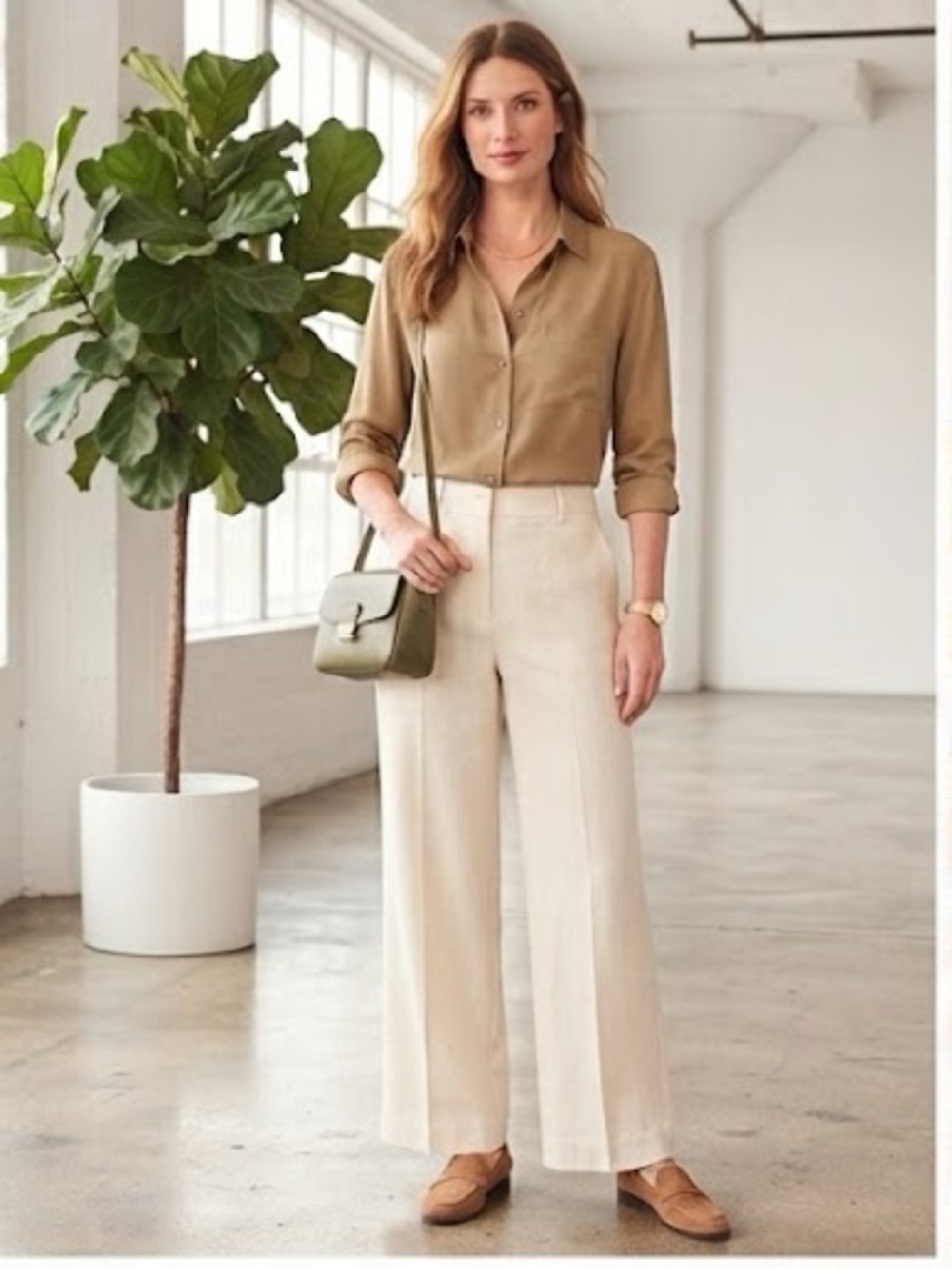 Jones New York - Button Up Silk Blouse with Front Pockets